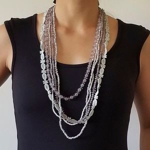 NWT Gray beaded necklace